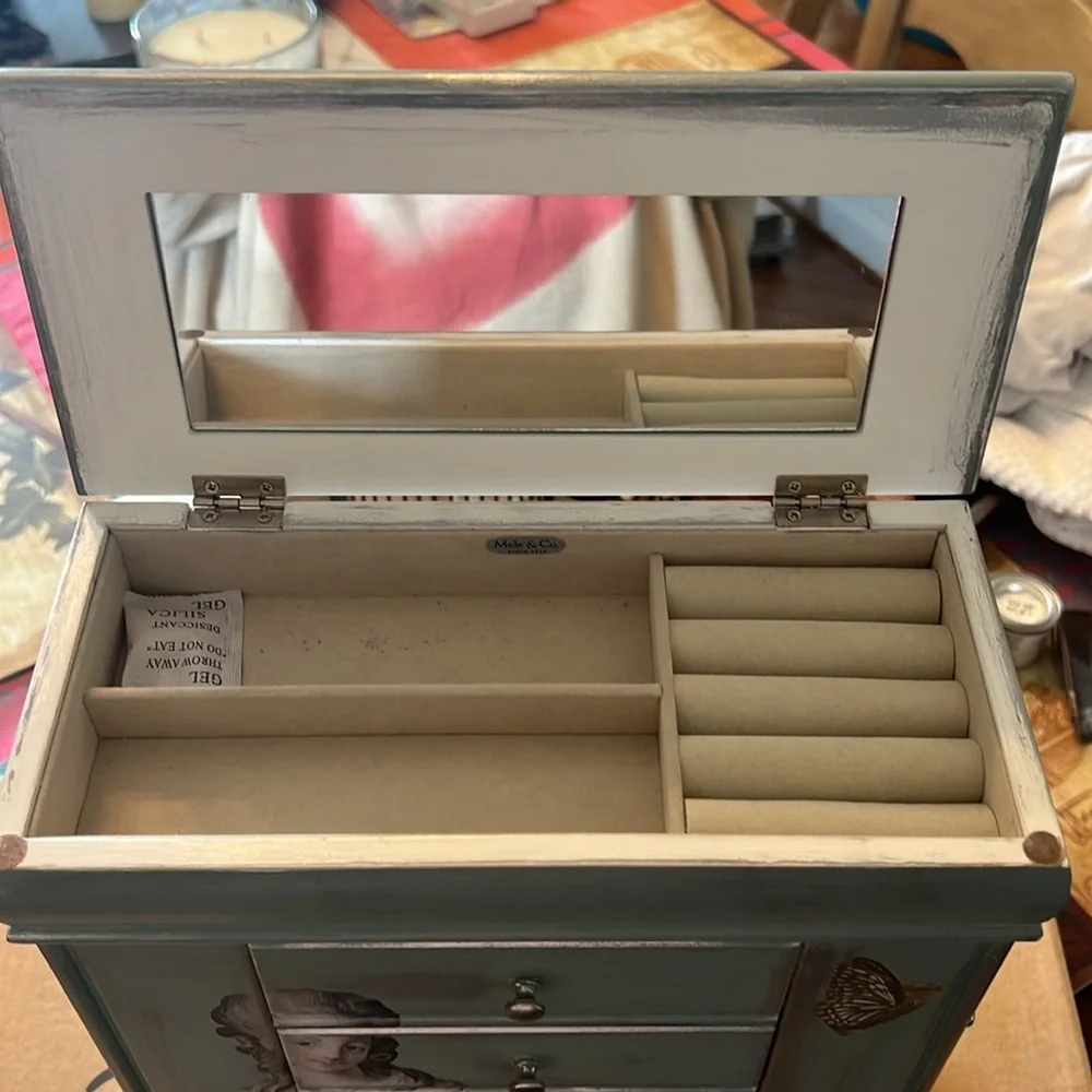 NEW Vintage Gray Jewelry Organizer - Chalkpainted one of a kind